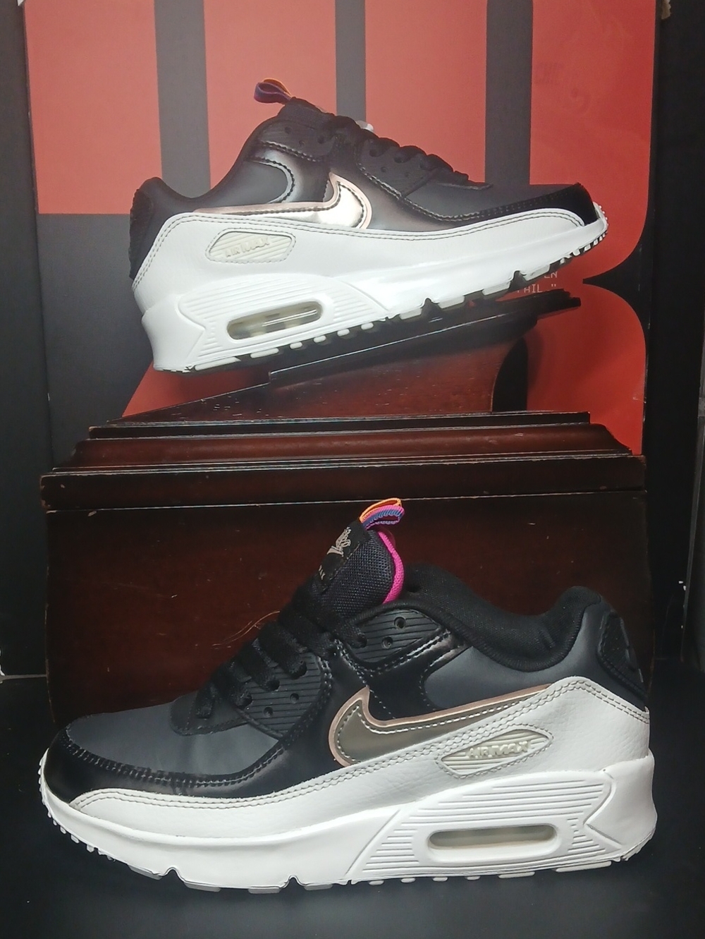 Nike Air Max '90 Leather GS 'Off Noir Metallic Pewter" (2021) Womens Size-8.5